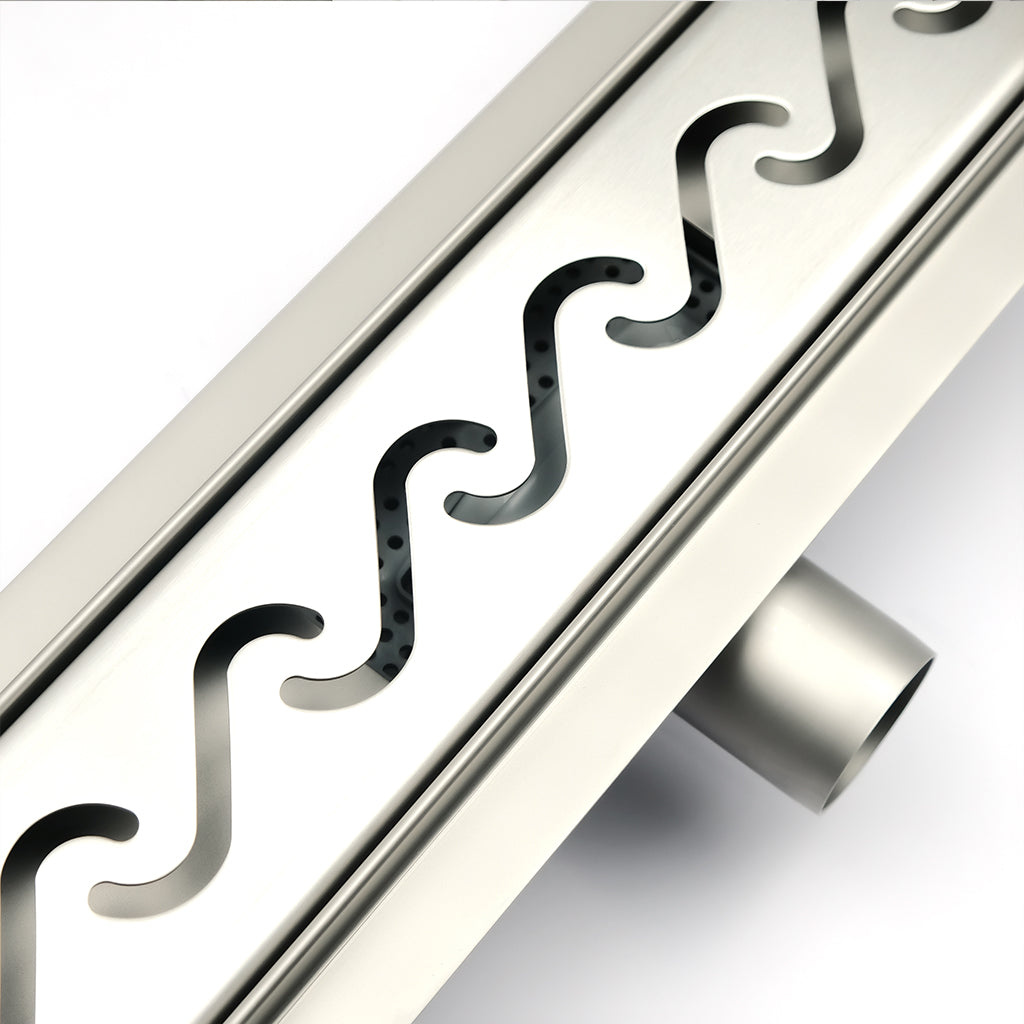 Canalina doccia Wave design cavo pannello piastrellabile in acciaio inox scarico a pavimento per bagno 60 70 80 90 100 cm