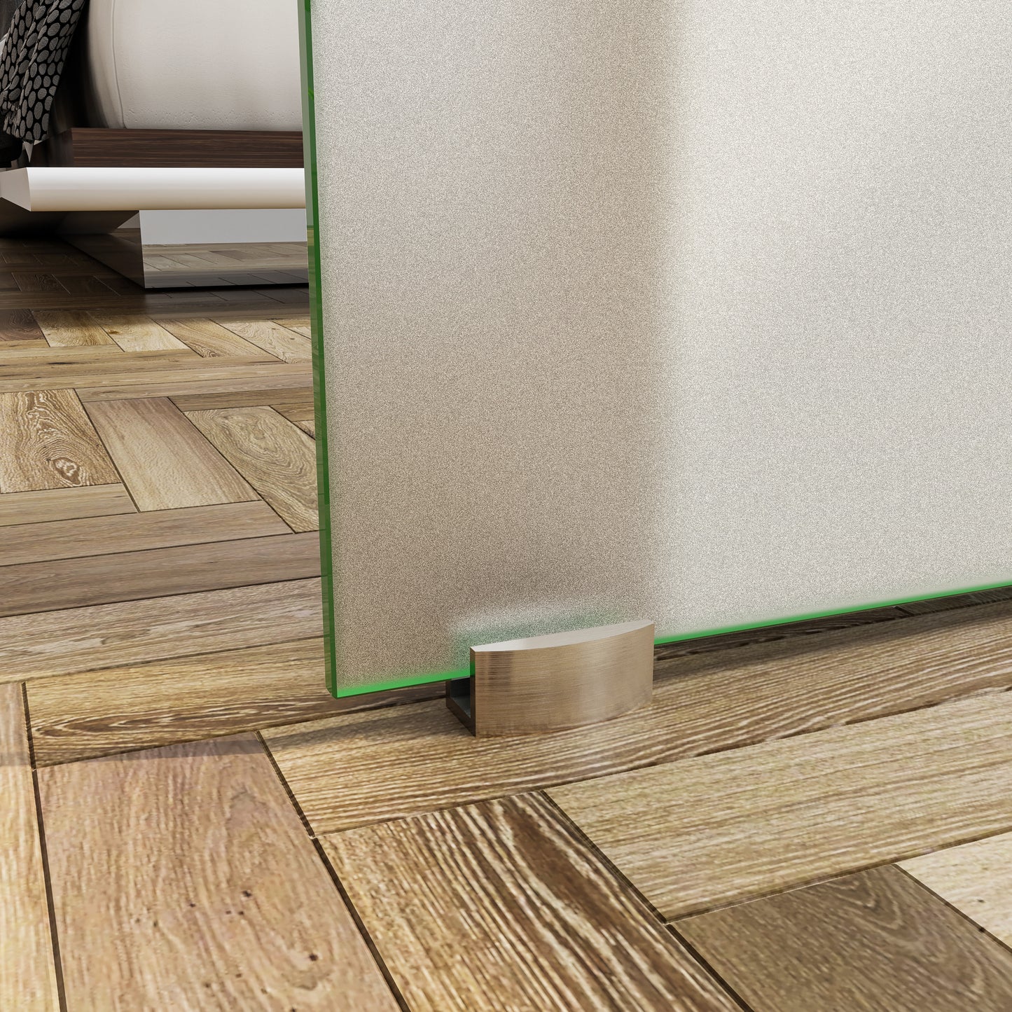 Porta Scorrevole in Vetro da 8mm Temperato Opaco con Pellicola Anti-frantumi con Binario in Alluminio Bianco Verniciato Altezza 225cm