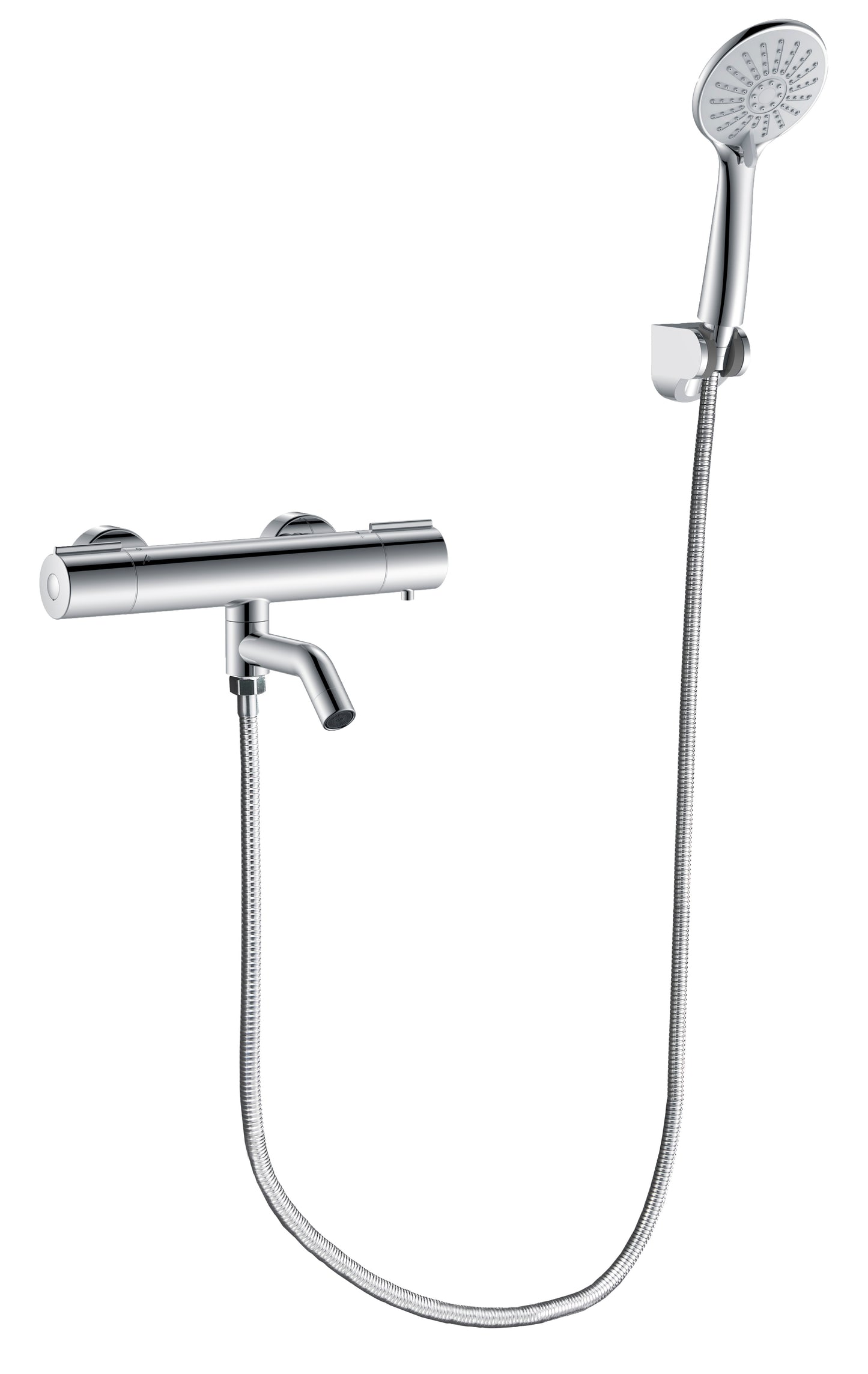 OCEAN ITALY Tondo da Acciaio Inox Rubinetto termostatico con doccetta a 3 getti per box doccia/da vasca, Cromo Cromo