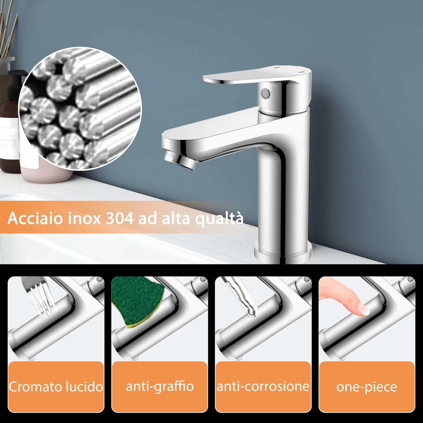 Materiale del rubinetto del lavabo in lega di zinco cromato