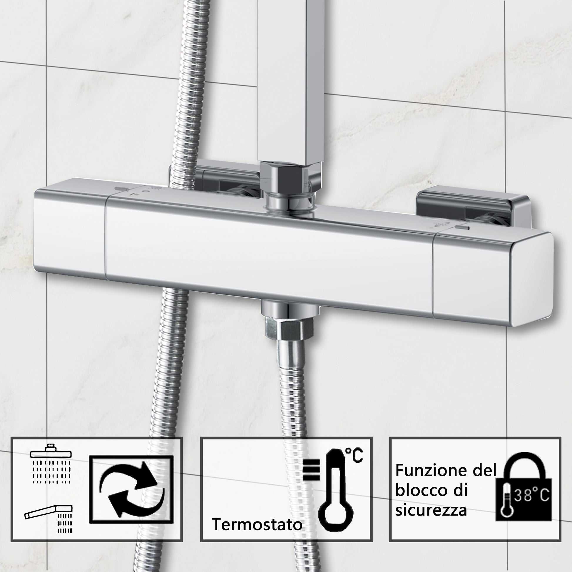 LYT-205 Il sistema doccia quadrato in acciaio inox per una copertura totale e installazione semplice