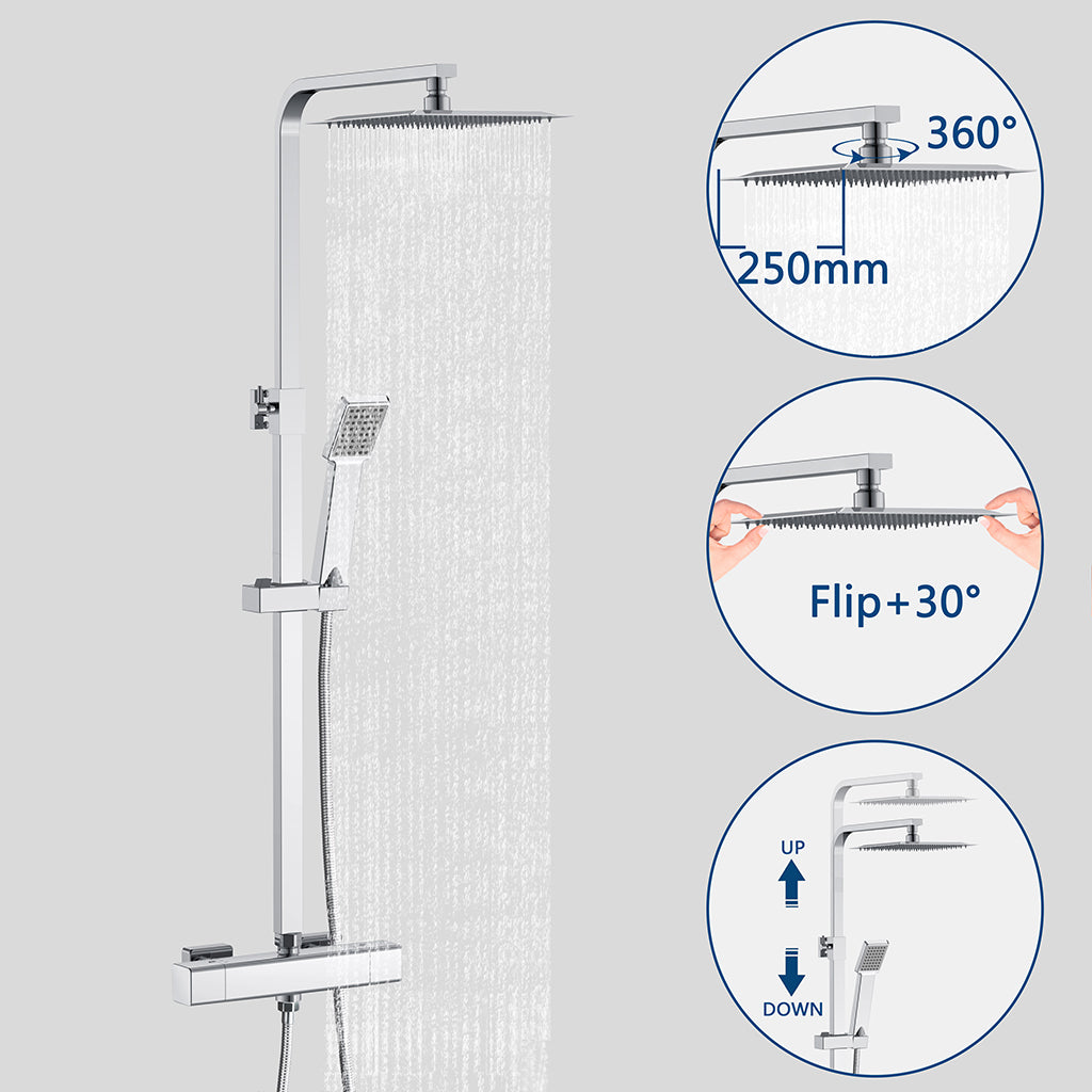 LYT-205 Il sistema doccia quadrato in acciaio inox per una copertura totale e installazione semplice