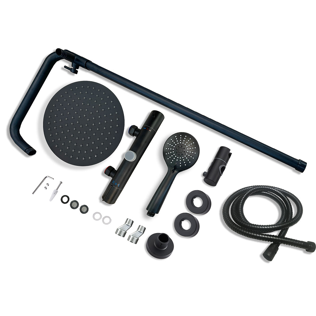 Sistema Doccia LYT-215H con Grande Soffione in Acciaio Inox, Regolazione dell'Altezza e Termostato a 38°C