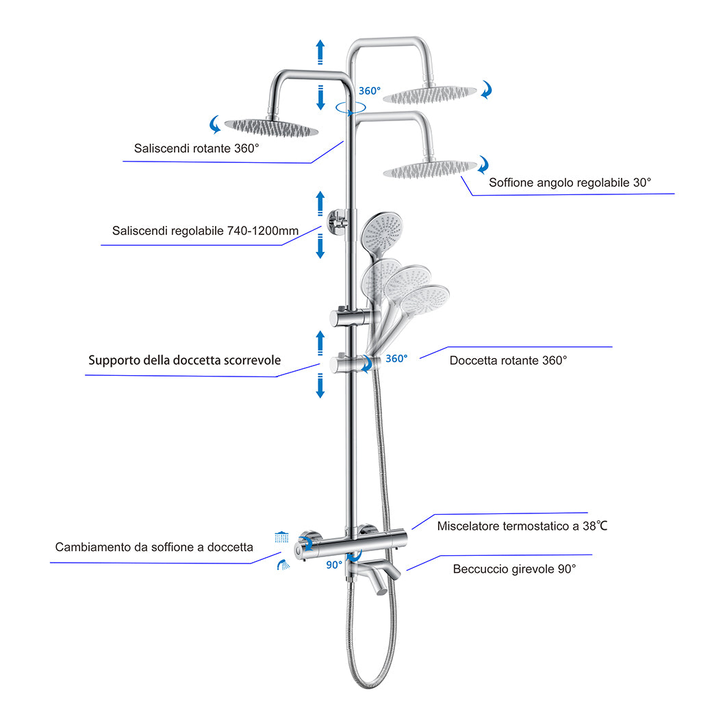 Getto superiore diametro 20 cm in acciaio inox