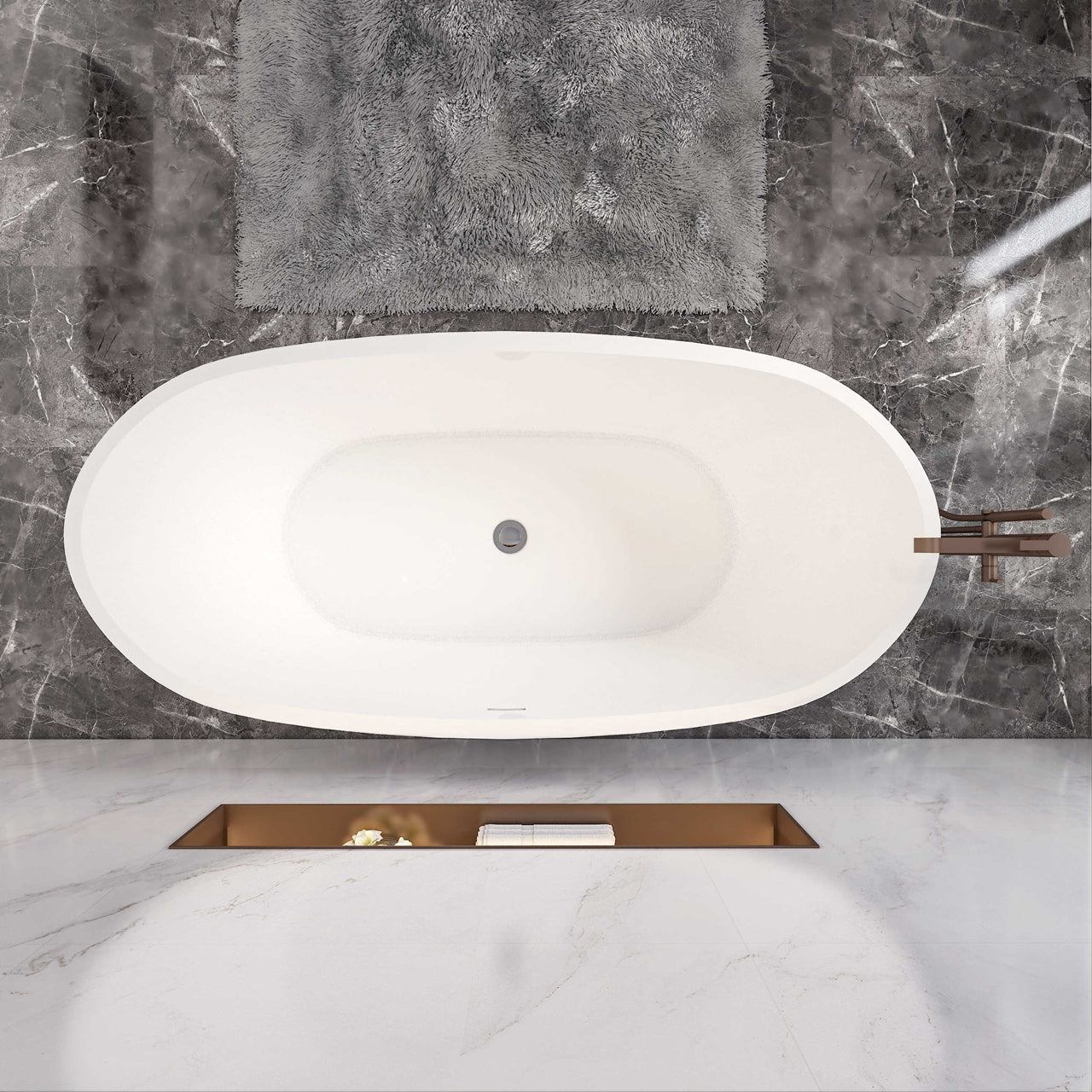 Vasca da Bagno Freestanding Barca Ovale Bianco in Acrilico 150x72x65 cm/170x72x65 cm (L.xP.xA.)