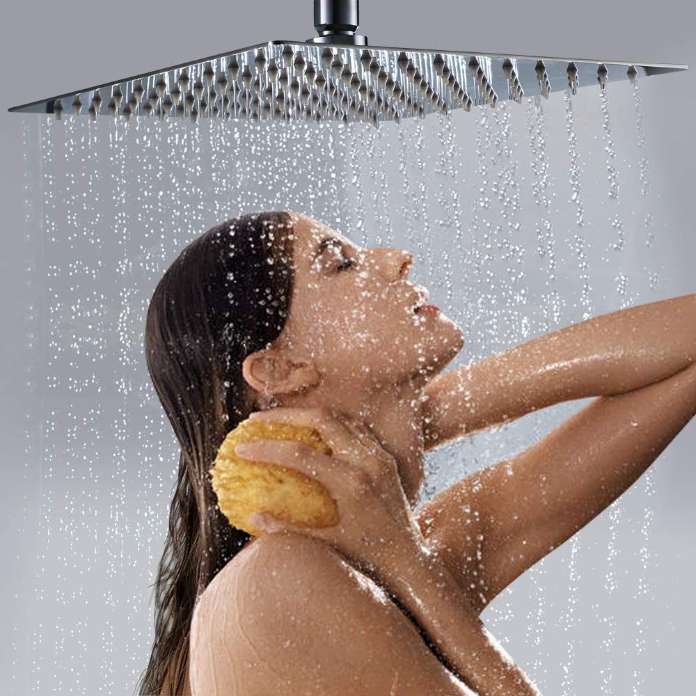 OCEAN ITALY Sistema a Pilastro Quadrato per Doccia Termostatica, Set Doccia a Pioggia con Soffione in Acciaio Inox, Doccia Completa Montata a Parete da Bagno, Saliscendi Doccia con Fintura Cromata, Asta e Soffione Regolabile