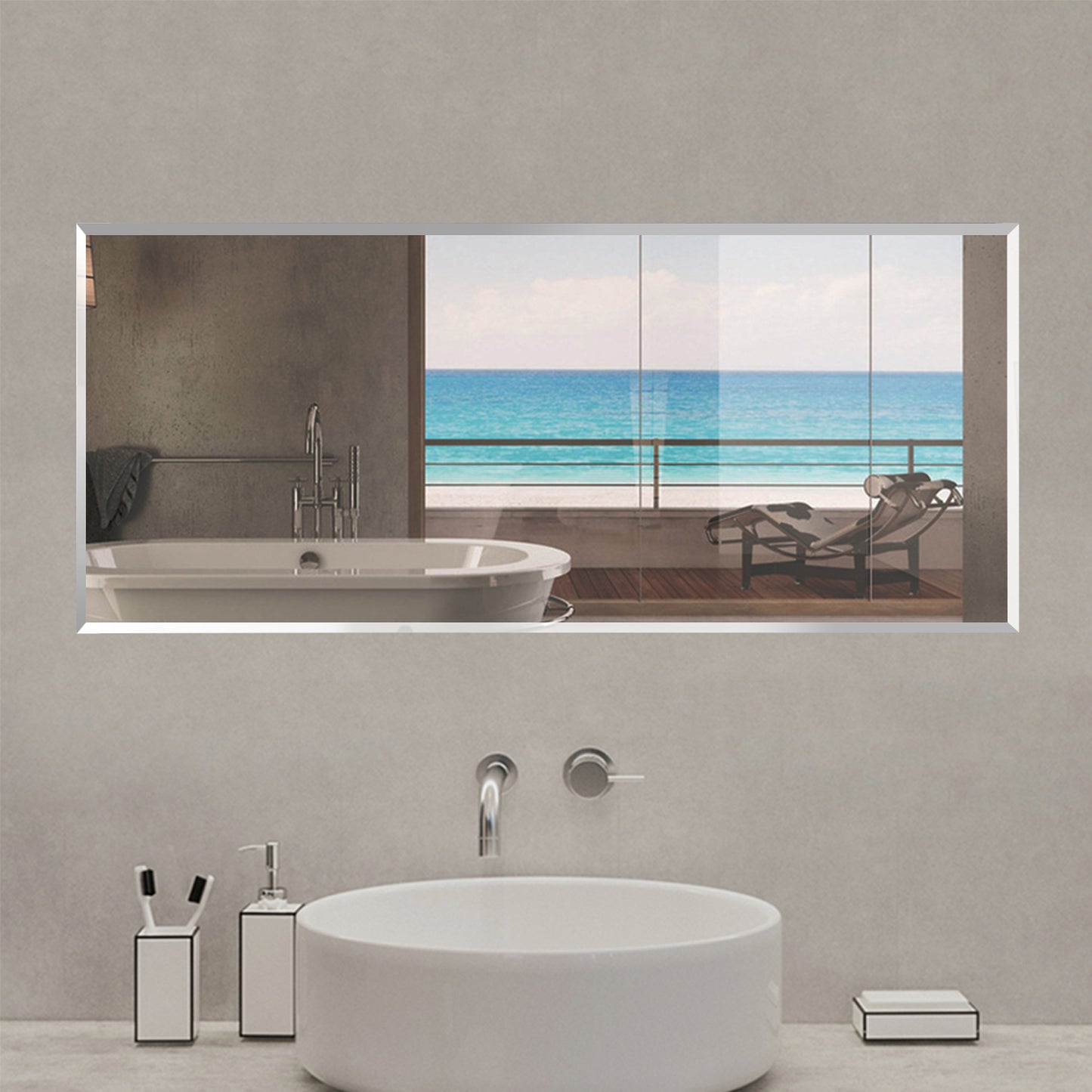 Ocean 45×120 cm Specchio ad Alta Definizione Per La Protezione Dell'ambiente Privo Di Rame|Specchio Quadrato