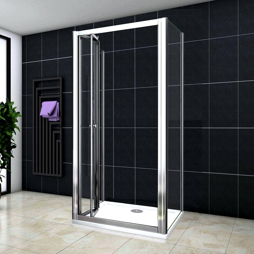 Ocean Box Doccia a Tre Lati 70×80×185 cm Porta Scorrevole in Vetro Temperato 4mm Fissa Due Pareti Laterali in Vetro 5mm