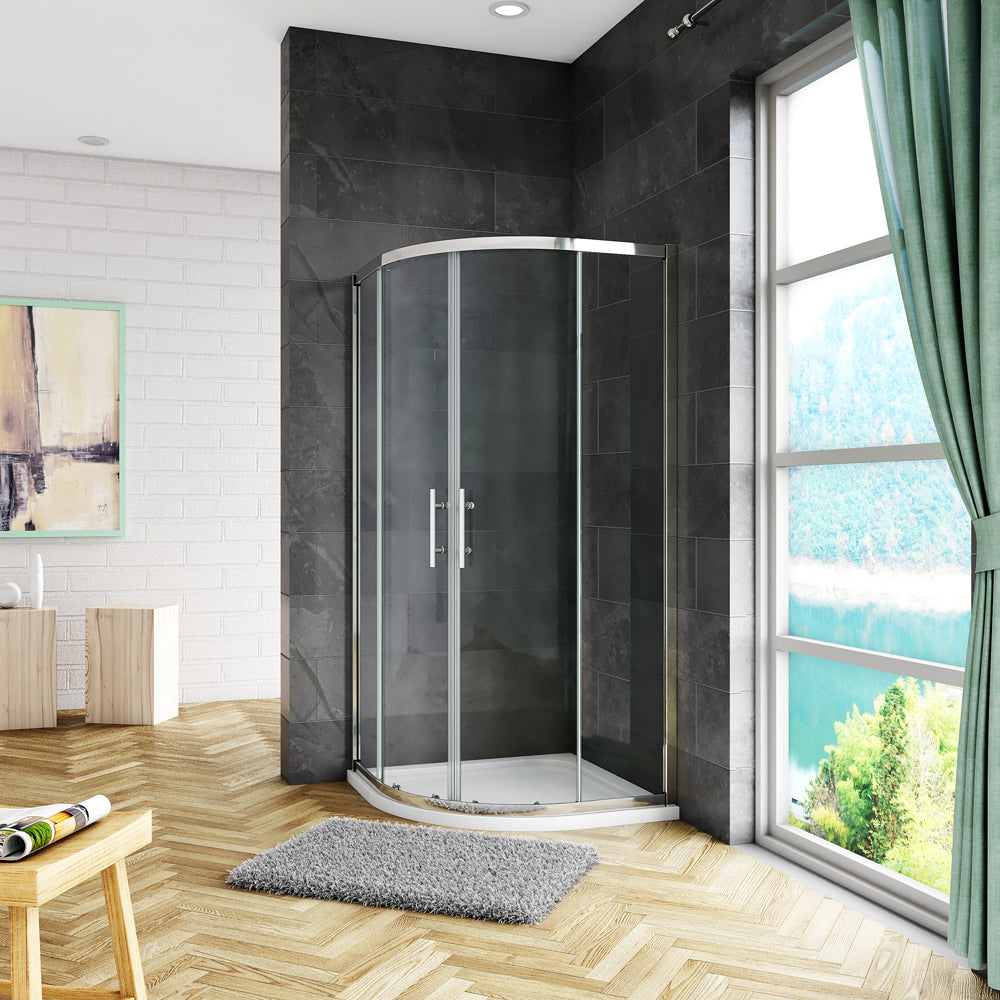 Box Doccia Semicircolare alto 195cm Porta Apertura Scorrevole Vetro Temperato da 6 mm Trasparente Anticalcare Telai In Alluminio cromo lucidi 80x80x195 No