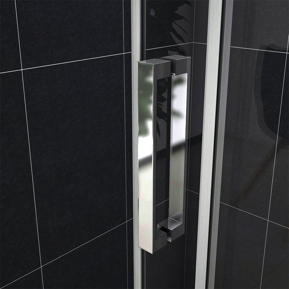 Ocean Box Doccia Angolare 195cm Porta Scorrevole Vetro Temperato Trasparente 8mm Anticalcare Telai In Alluminio cromato lucido Varie Dimensioni