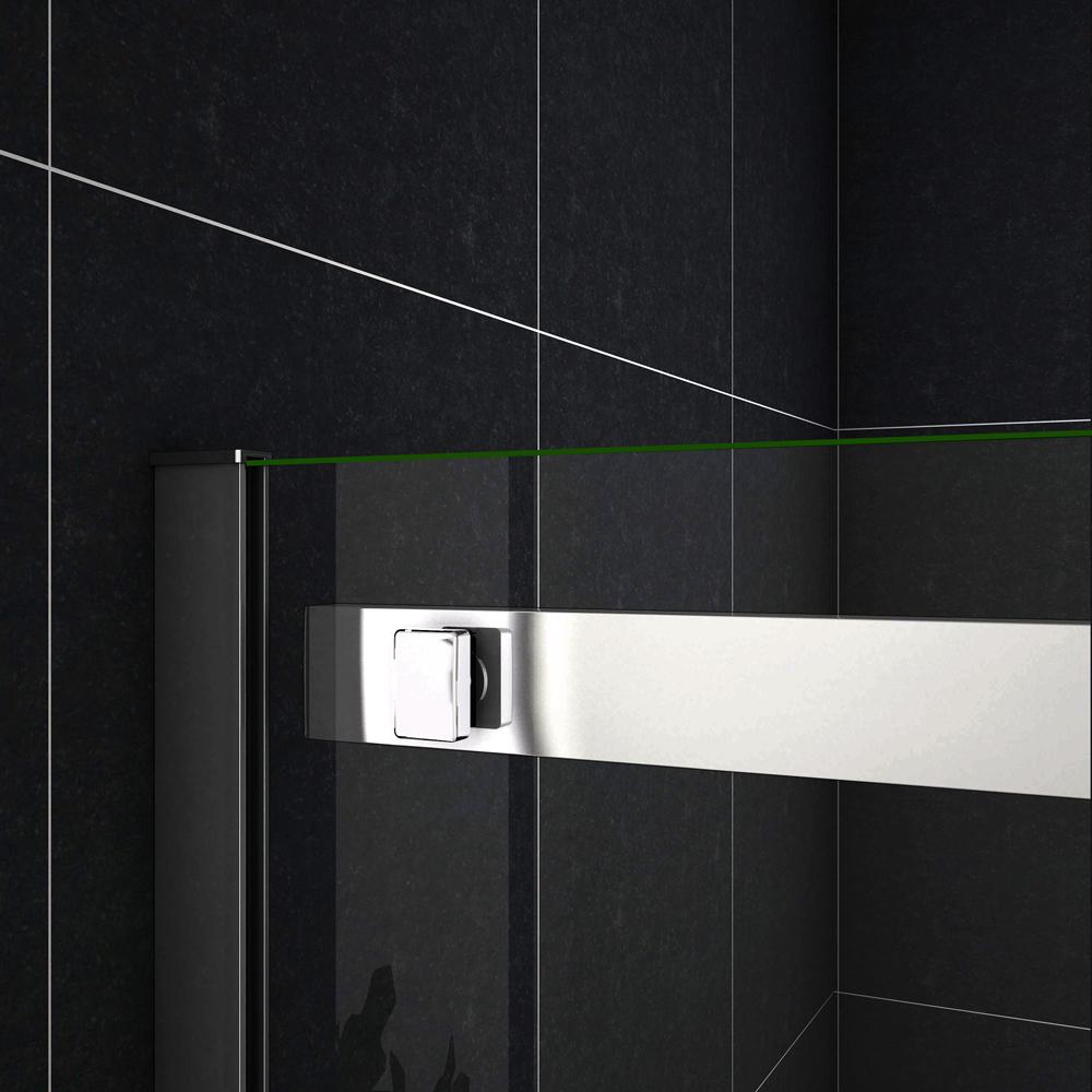 Ocean Porta Doccia 195cm Per Nicchia Scorrevole Vetro 8mm Temperato Trasparente Anticalcare Telai In Alluminio cromato lucido Dimensioni Multiple