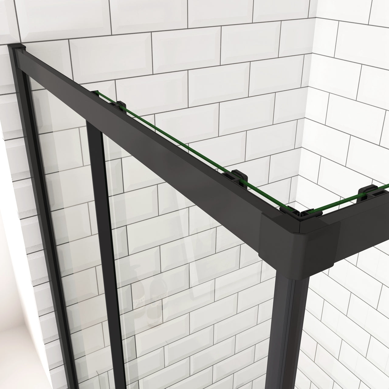 Ocean Box Doccia Angolare Porta Scorrevole 190 cm Vetro Temperato da 6 mm Anticalcare Profilo Nero Opaco Varie Dimensioni