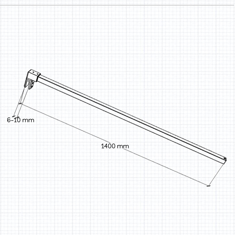 Ocean Walk In 185 / 195 cm Parete doccia da 6 mm Vetro Temperato Trasparente Anticalcare Barra Stabilizzatrice da 140 cm Cromato Lucido