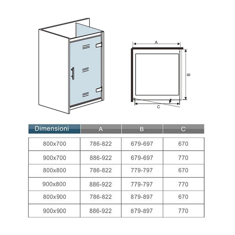 Box Doccia Angolare 185 cm Porta Battente Vetro Temperato Trasparente 6 mm Telaio Cromato Lucido