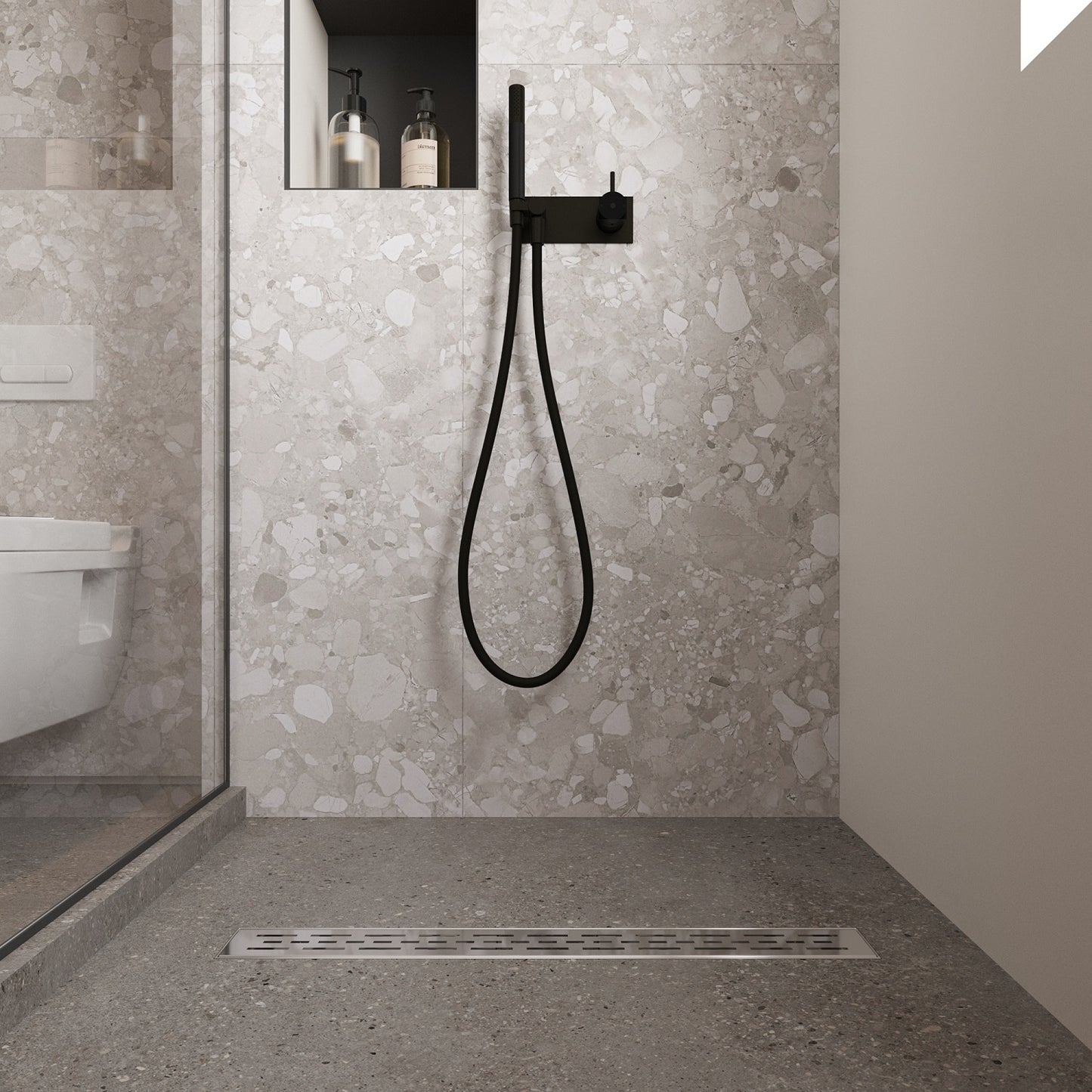 Canaletta per Doccia in Acciaio Inossidabile con Sifone Anti-odore e Filtro per Capelli Scarico a Pavimento per Bagno 50 60 70 80 90 100 110 120 130 140 150 cm Fessura