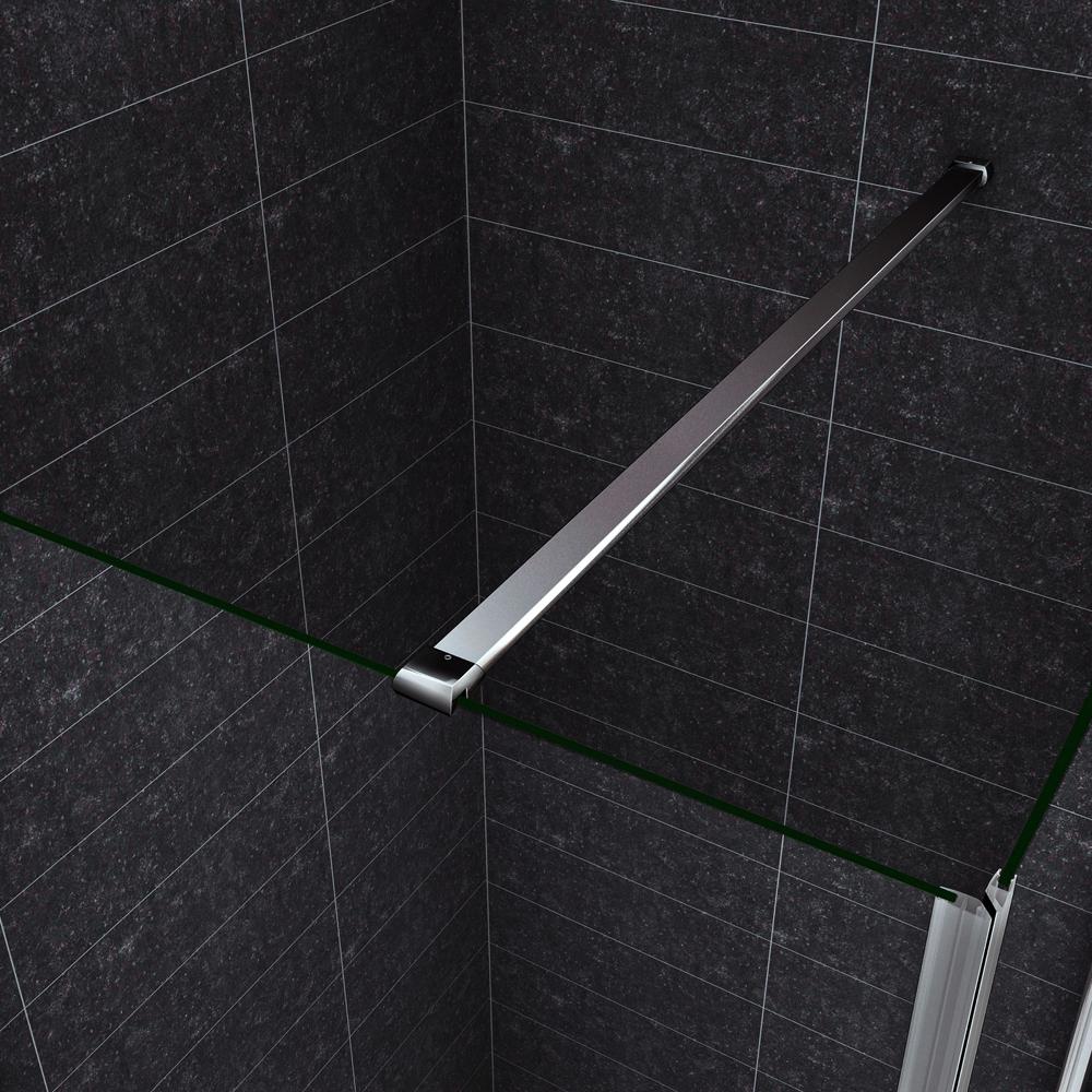 Ocean Box Doccia Angolare Porta Battente Fissa Parete Laterale H.187cm Vetro 6mm Temperato Anticalcare con Barra Stabilizzatrice Orizzontale