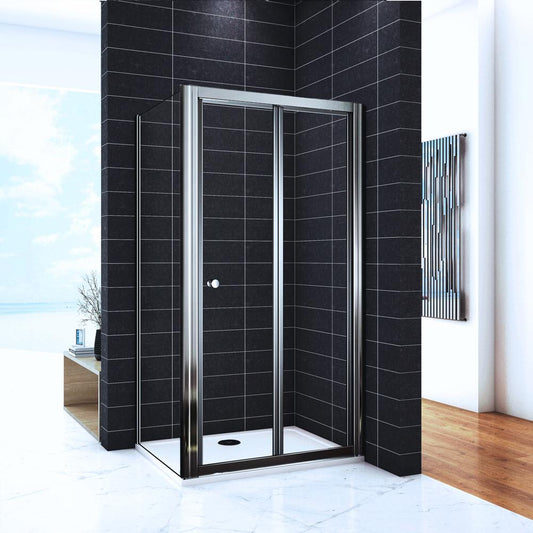 Box Doccia Angolare 185 cm Porta Scorrevole a Soffietto con Parete Fissa in Vetro Temperato Telai Cromati Lucidi Dimensioni Multiple