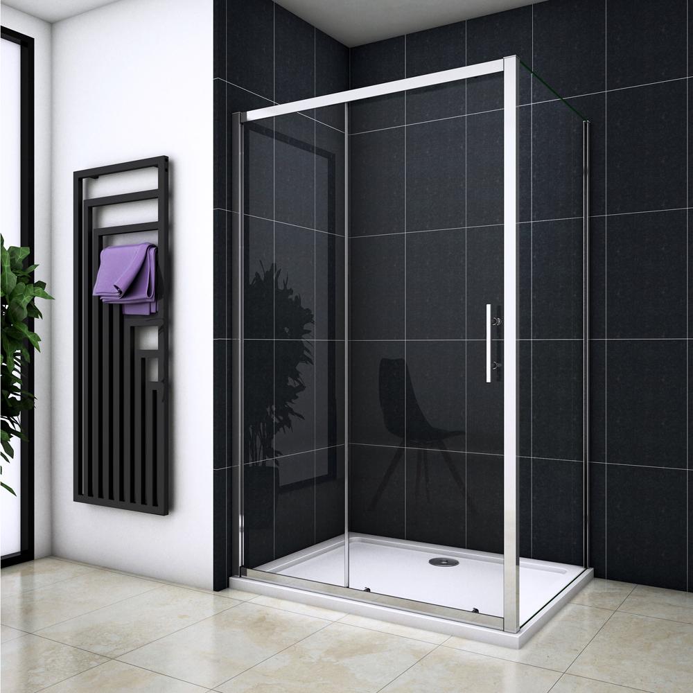 Ocean Box Doccia Angolare alto 190 cm Porta Scorrevole con Parete Fissa Vetro Temperato Trasparente 5 mm Dimensioni Multiple 70
