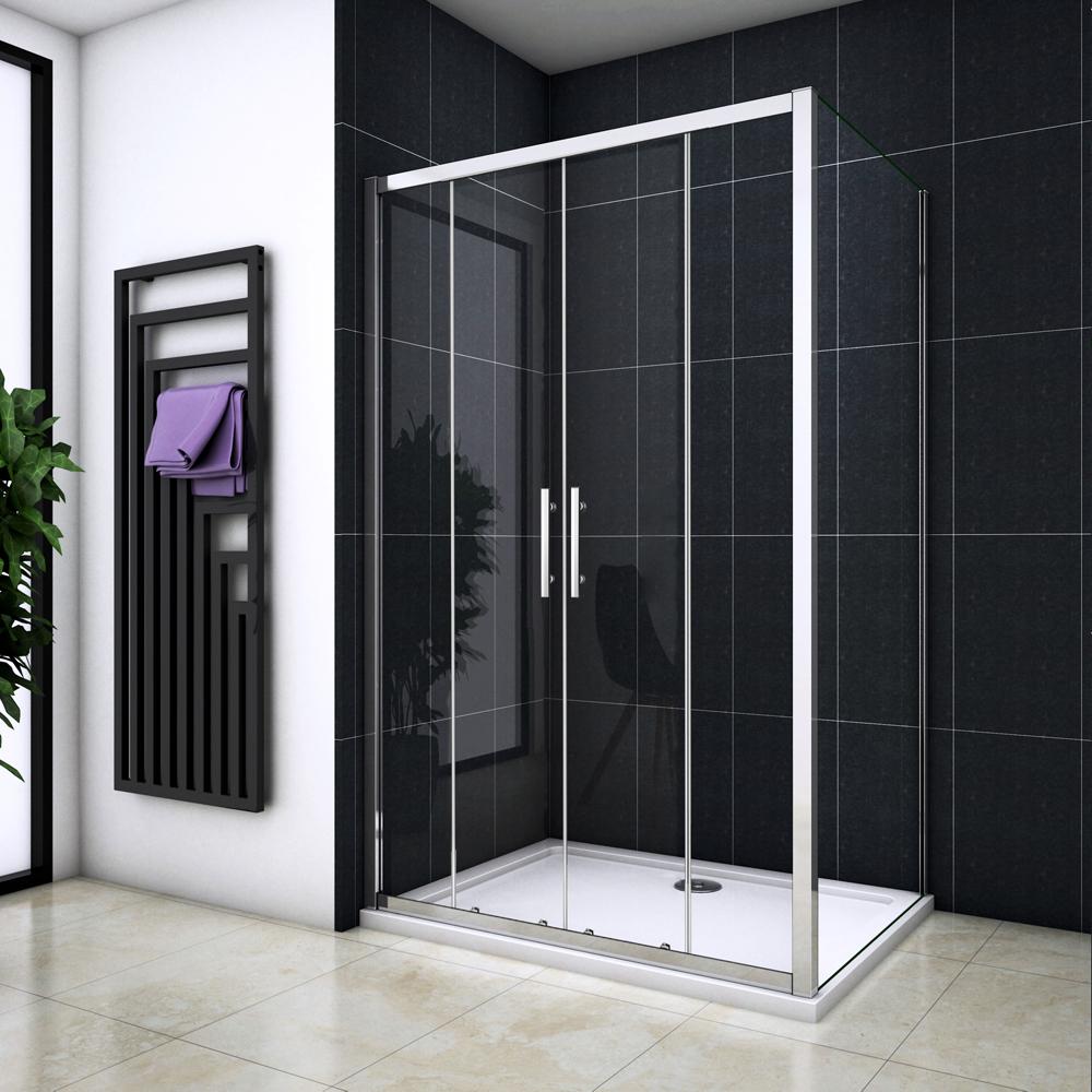 Ocean Box Doccia Angolare Porta Scorrevole Apertura Centrale Vetro da 5mm Temperato Trasparente alto 190 cm Dimensioni Multiple 160x190