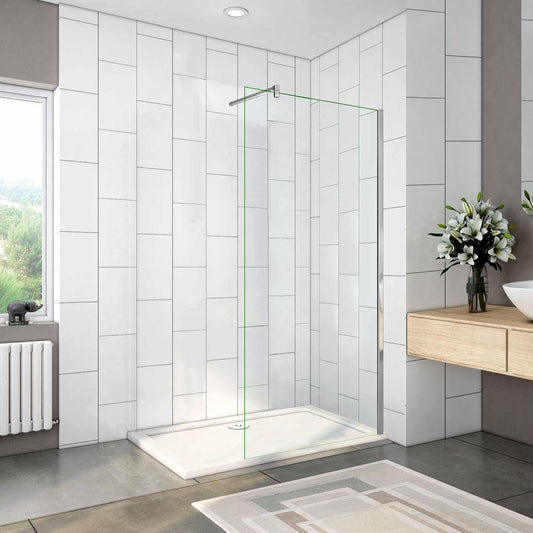 Ocean Walk In H.200cm Vetro Temperato Trasparente Anticalcare 8mm Barra Stabilizzatrice tagliabile da 90cm Varie Finiture Cromo Lucido