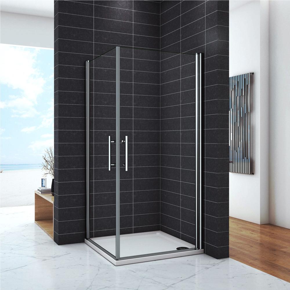 Ocean Box Doccia Angolare Due Porte a Battente alte 187/197 cm Rotazione di 180 Gradi Vetro Temperato Anticalcare 6 mm Varie Dimensioni