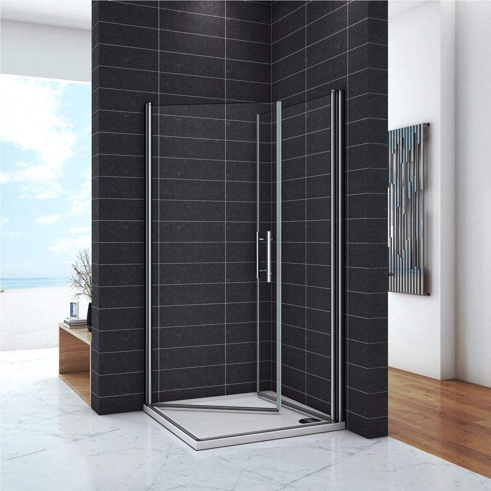 Ocean Box Doccia Angolare Due Porte a Battente alte 187/197 cm Rotazione di 180 Gradi Vetro Temperato Anticalcare 6 mm Varie Dimensioni