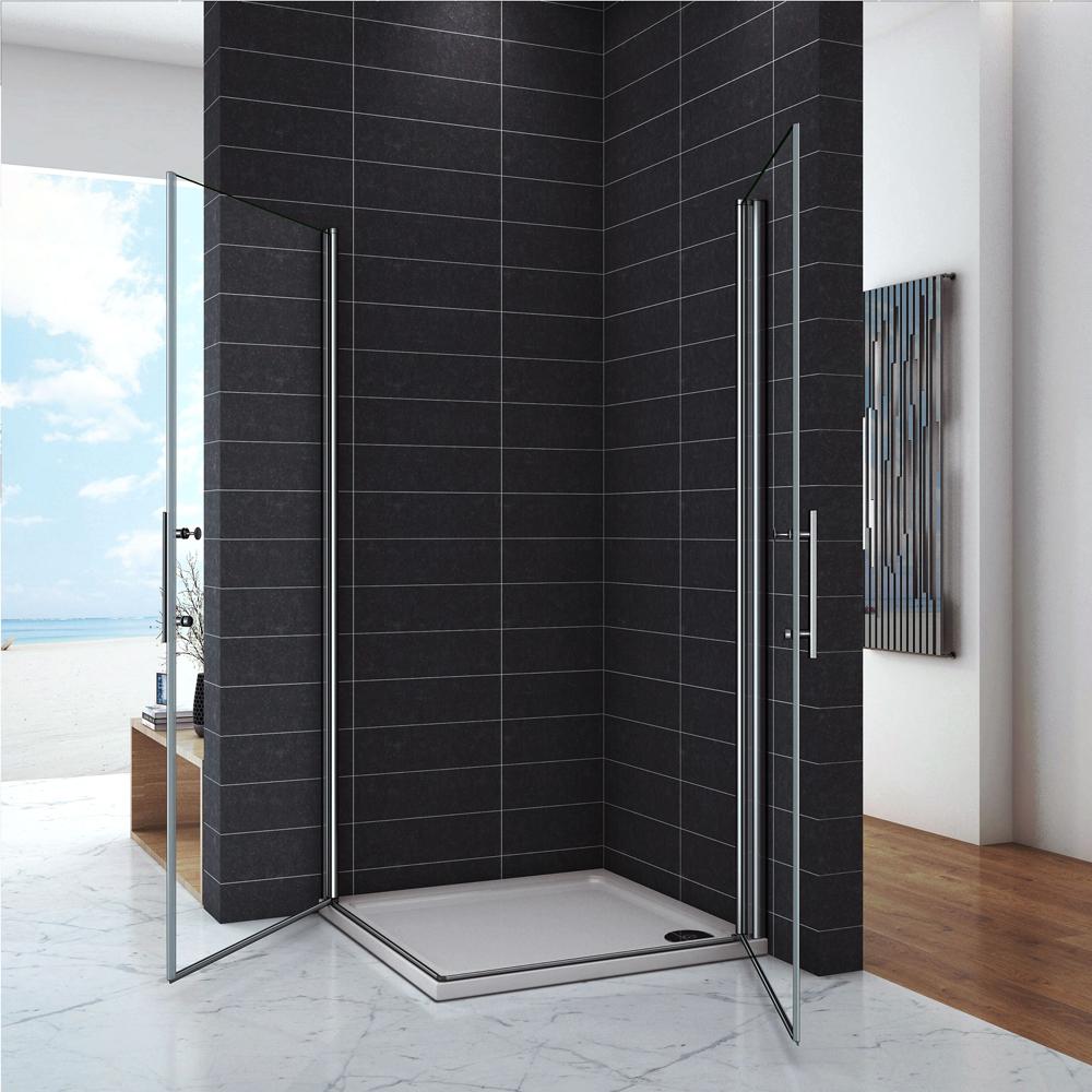 Ocean Box Doccia Angolare Due Porte a Battente alte 187/197 cm Rotazione di 180 Gradi Vetro Temperato Anticalcare 6 mm Varie Dimensioni