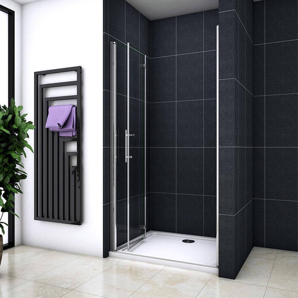 Box Doccia 185/195cm Per Nicchia Porta Pieghevole-Battente Due Ante in Vetro Temperato Trasparente Anticalcare Da 6mm Ocean