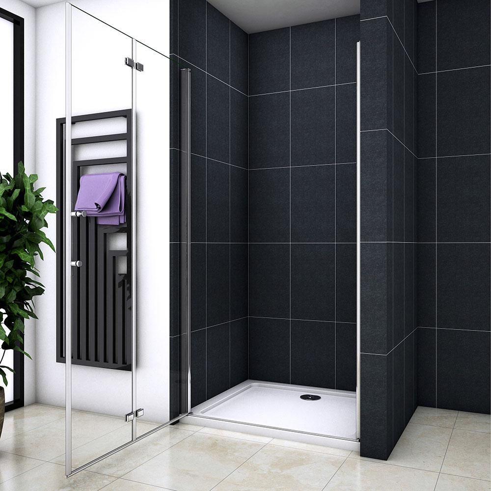 Box Doccia 185/195cm Per Nicchia Porta Pieghevole-Battente Due Ante in Vetro Temperato Trasparente Anticalcare Da 6mm Ocean