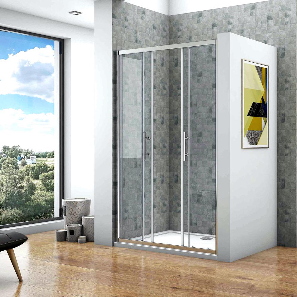 Ocean Porta Doccia Per Nicchia Alta 190cm 2 Ante scorrevoli Apertura Centrale in Vetro Temperato Trasparente Da 5mm Dimensioni Multiple 160x190