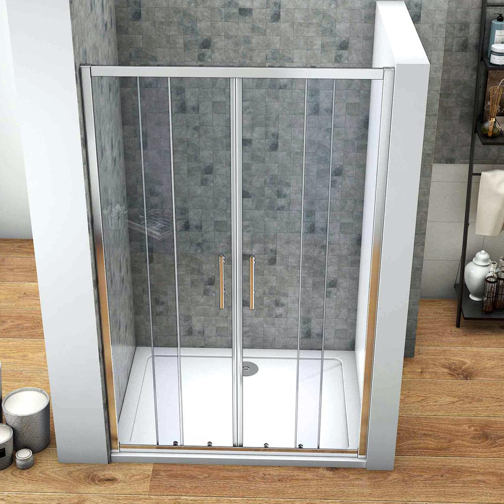 Ocean Porta Doccia Per Nicchia Alta 190cm 2 Ante scorrevoli Apertura Centrale in Vetro Temperato Trasparente Da 5mm Dimensioni Multiple