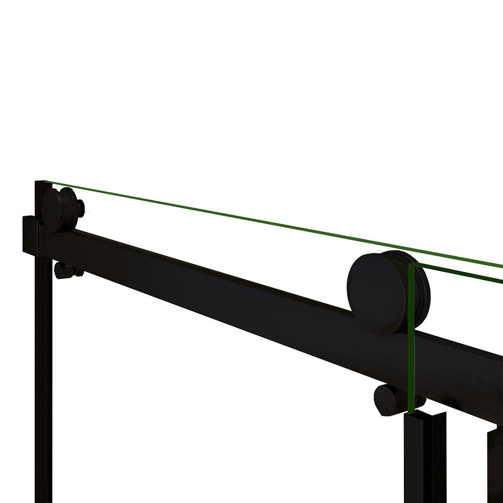 Ocean Box Doccia 200cm Porta Per Nicchia Scorrevole Vetro 8mm Temperato Trasparente Anticalcare Telai in Alluminio Nero Opaco Dimensioni Multiple