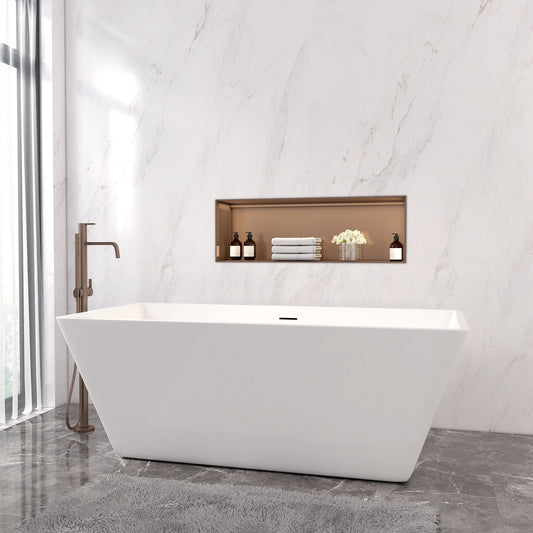 Vasca da Bagno Freestanding Rettangolo Simmetrico Bianco in Acrilico 170x80x58 cm/150x72x56 cm (L.xP.xA.)