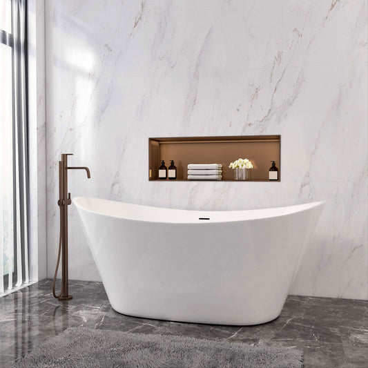 Vasca da Bagno Freestanding Barca Ovale Bianco in Acrilico 150x72x65 cm/170x72x65 cm (L.xP.xA.)