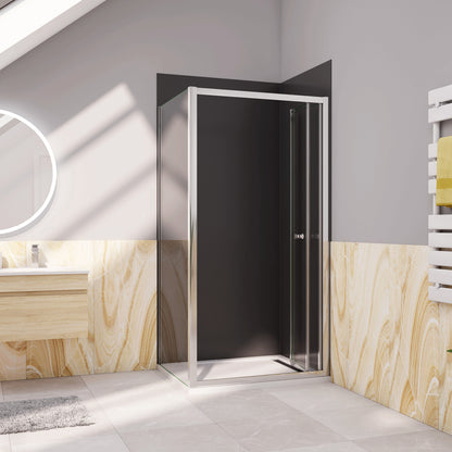 Box Doccia Angolare Alto 185 cm Porta a Soffietto con Parete Laterale in Vetro Temperato 5 mm Cromato