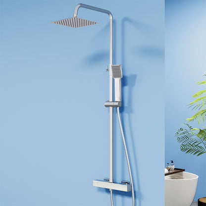 Colonne doccia termostatiche con soffione quadrato 20x20 e doccetta , altezza regolabile 72-120cm