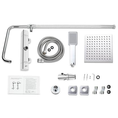 Colonne doccia termostatiche con soffione quadrato 20x20 e doccetta , altezza regolabile 72-120cm