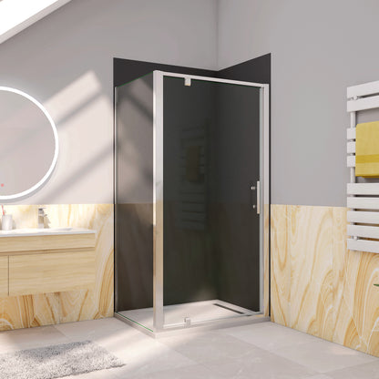 Box Doccia Angolare 70-76-80-86-90-100x70-76-80-90 cm Alto 185 cm Porta Battente con Parete Laterale in Vetro Temperato 5 mm Cromato