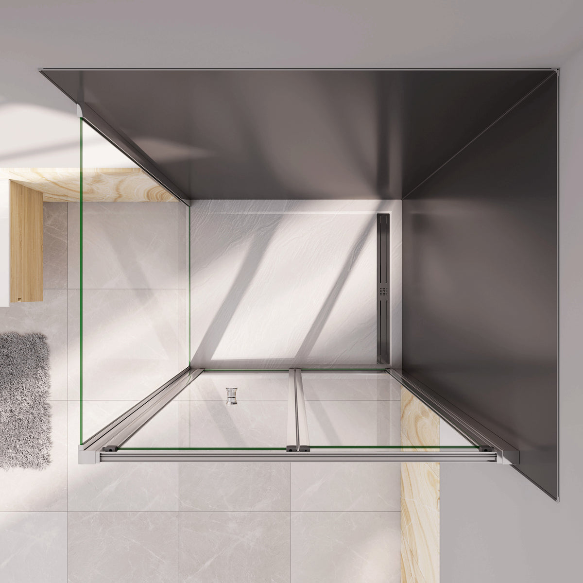 Box Doccia Angolare Alto 185 cm Porta a Soffietto con Parete Laterale in Vetro Temperato 5 mm Cromato