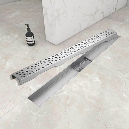 Canaletta per doccia circolare dal design cavo, pannello piastrellabile in acciaio inox, scarico a pavimento per bagno 60 70 80 90 100 cm