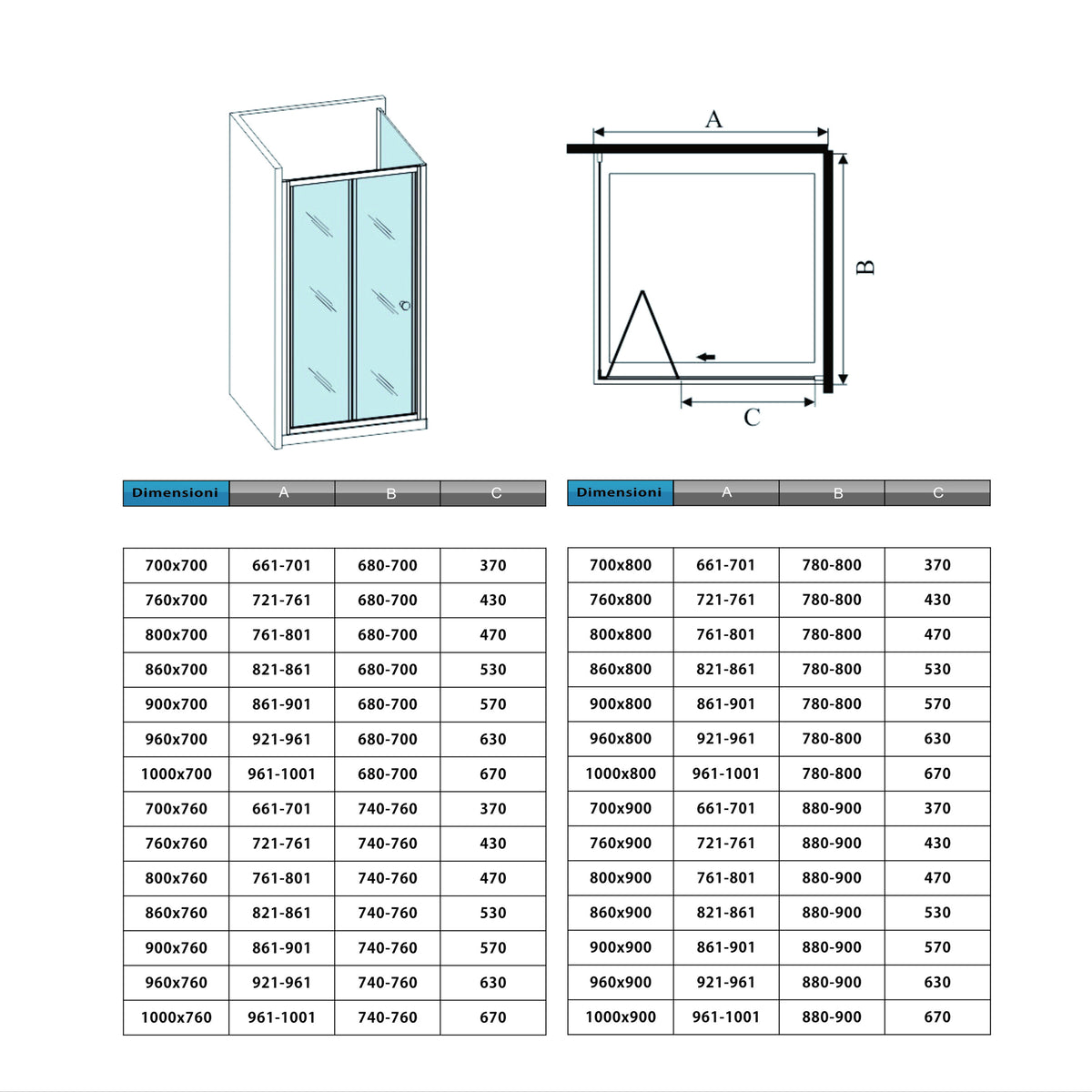 Box Doccia Angolare Alto 185 cm Porta a Soffietto con Parete Laterale in Vetro Temperato 5 mm Cromato