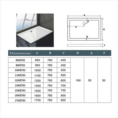Ocean Piatto Doccia Bianco Rettangolare/ Quadrato In Marmo Minerale e Resina Mista Rivestito Gel Coat Ultrasottile Antiscivolo Antibatterico