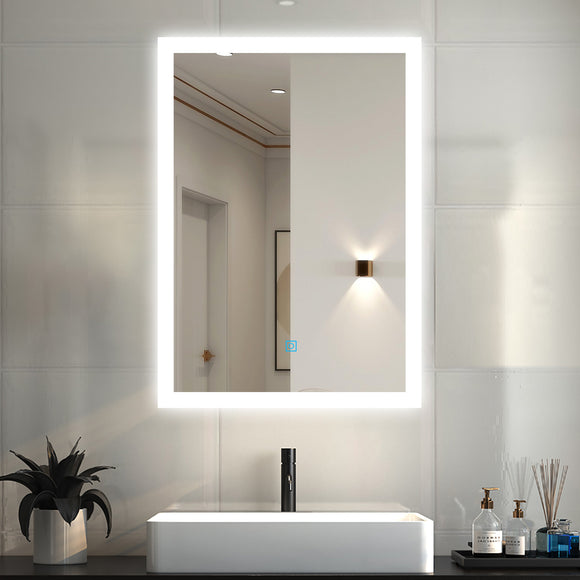 Heilmetz Specchio led rotondo 80 cm di diametro,Specchio da bagno rotondo  LED con interruttore a sfioramento + antiappannamento + orologio :  : Casa e cucina