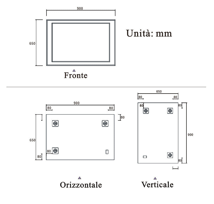 OCEAN 65×90 cm Specchio Ambientale ad Alta Definizione Esente da Rame|Specchio Quadrato