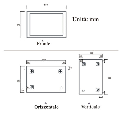 OCEAN 65×90 cm Specchio Ambientale ad Alta Definizione Esente da Rame|Specchio Quadrato