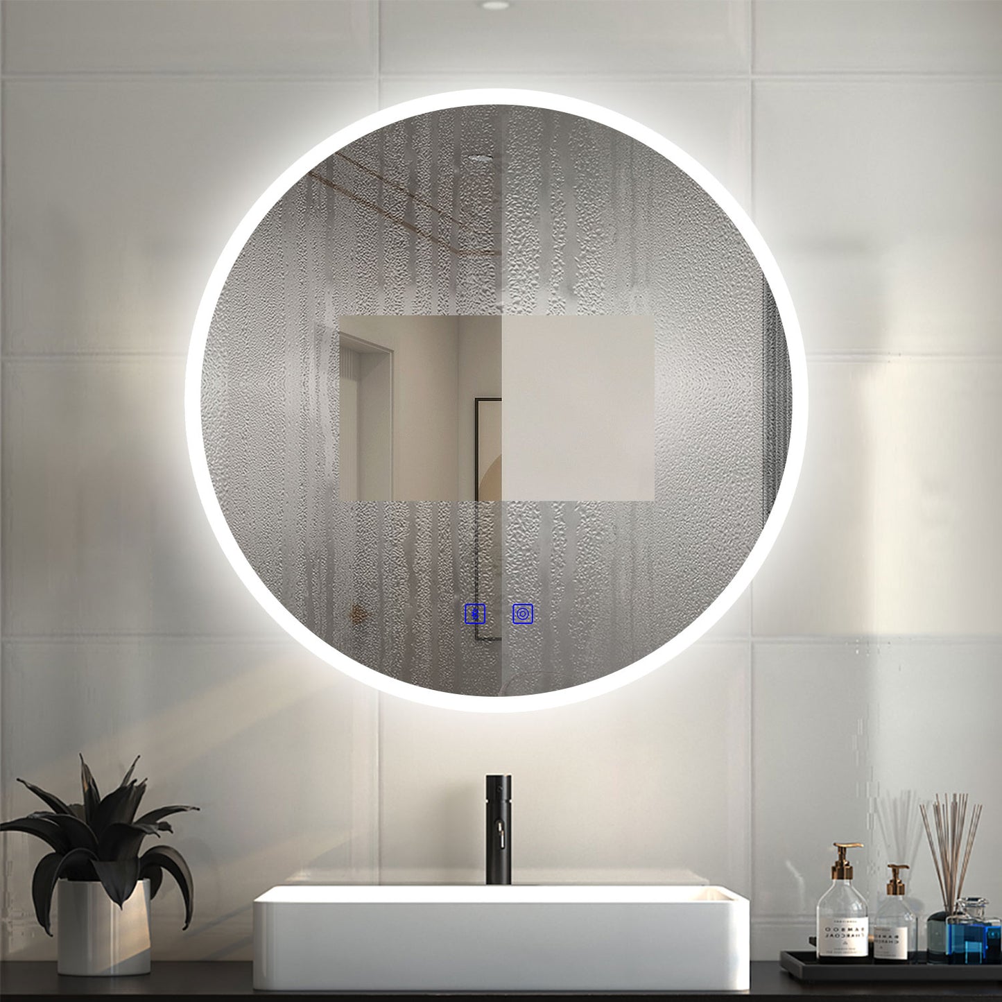 Ocean 70/80 cm Specchio rotondo LED, Antiappannamento, Tocco, Bluetooth, IP44, retroilluminato