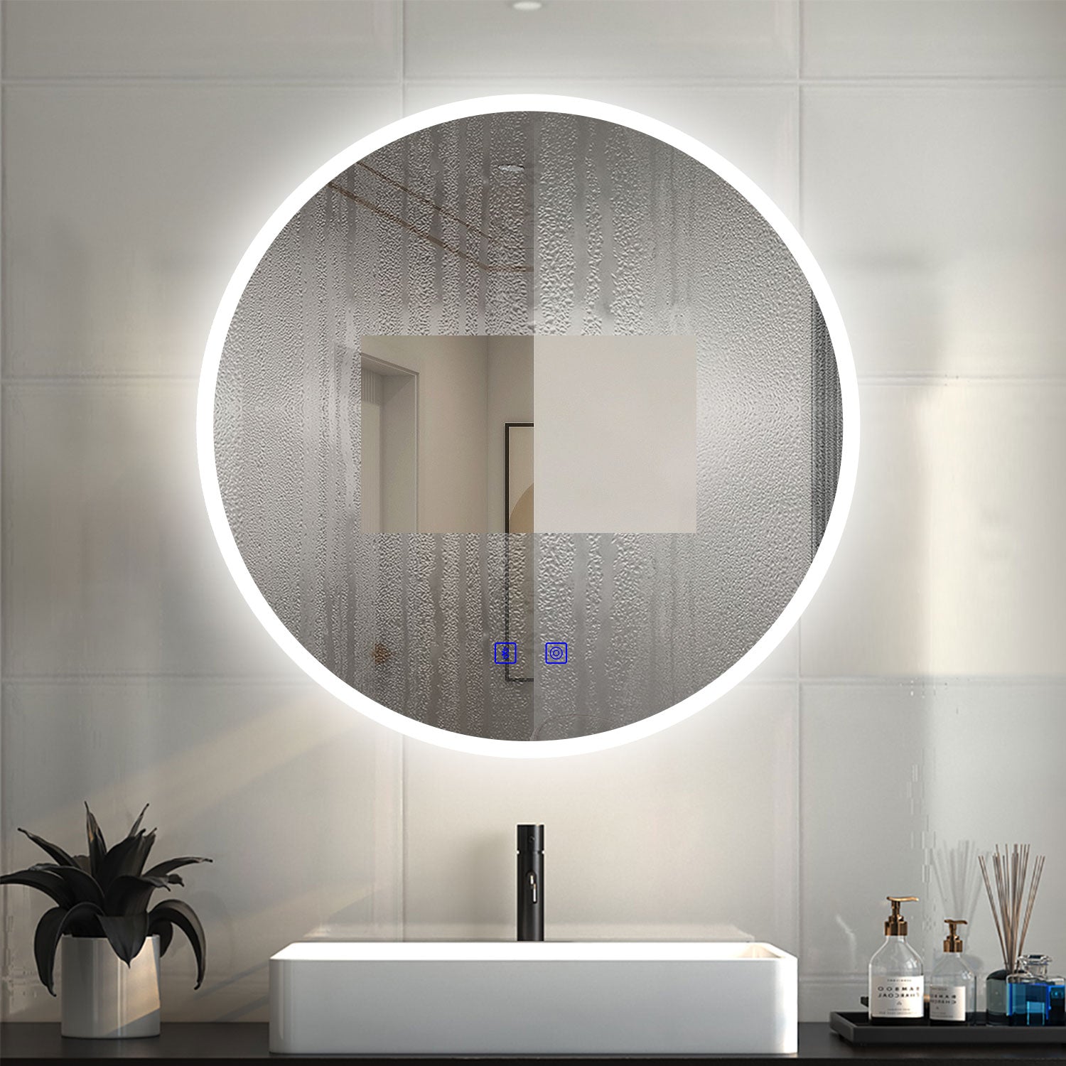 Specchio Rotondo LED con Bluetooth, Anti-Appannamento e Touch Intelligente  - Design Elegante e Resistente all'Acqua IP44 – OCEAN ITALY SRL