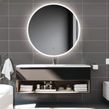 Specchio LED Rotondo, Funzione Antiappannamento, Luce Bianca 6000K, Impermeabile IP44, retroilluminato