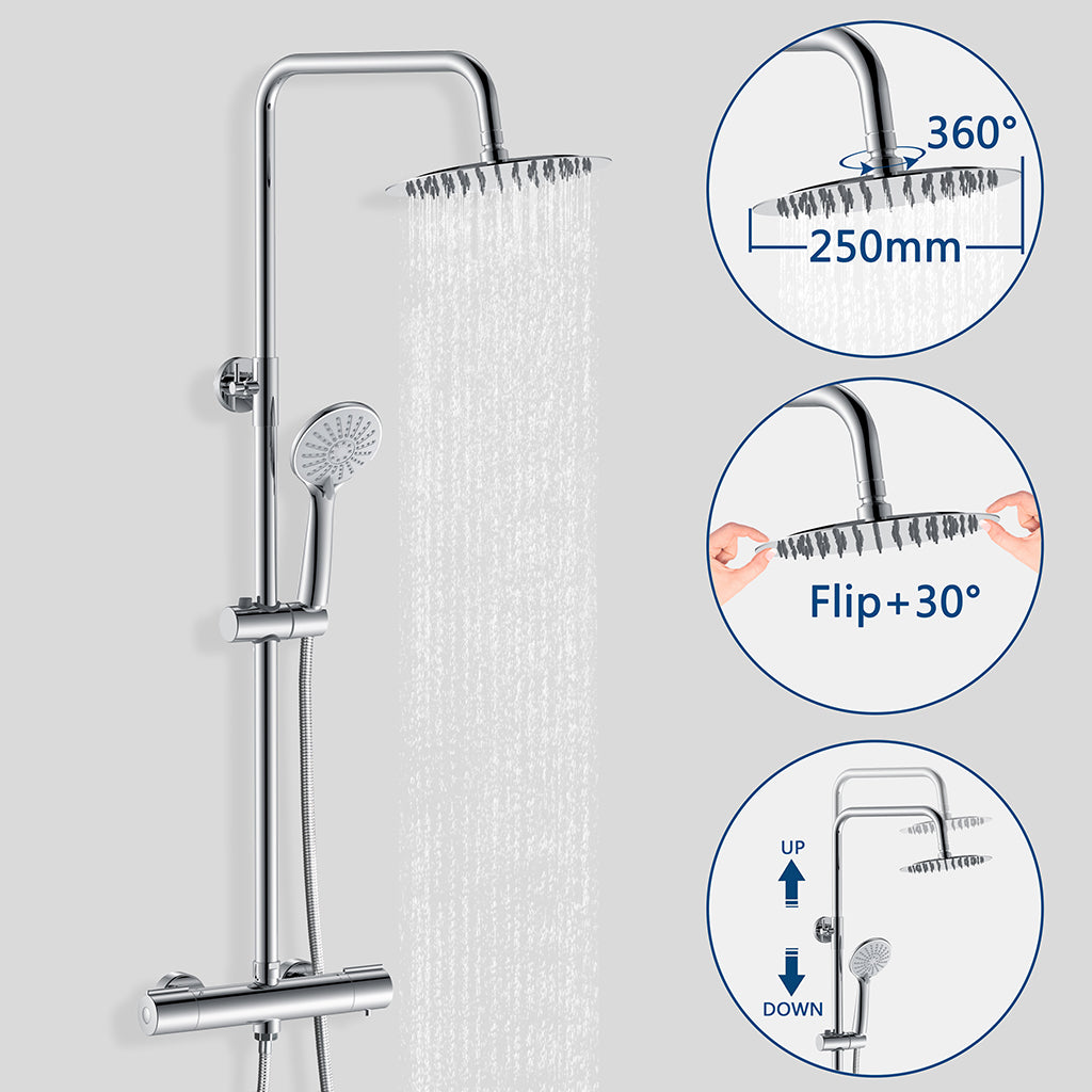 Doccia Termostatica LYT-215 con Grande Soffione in Acciaio Inossidabile e Design Anti-Scottatura