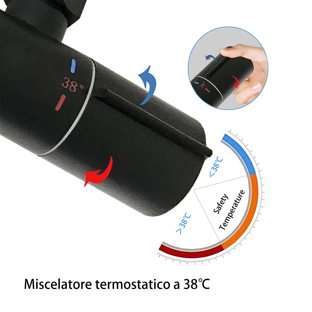 Colonna Doccia INEX Europa - Nero Titanio, 4 Modalità, Garanzia 10 Anni - Foto 8